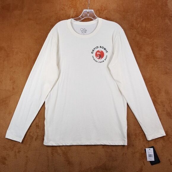 CHASER Shirt Mens Medium Cream Pullover Crew DAVID BOWIE SPIDERS FROM MARS - Picture 2 of 8